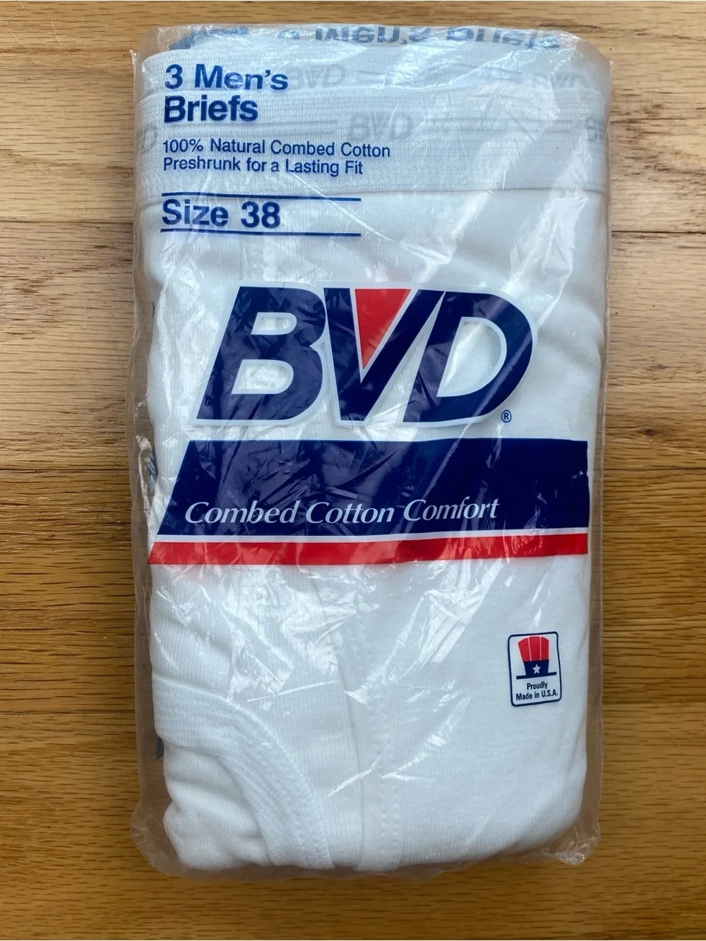 Vintage 1992 BVD 38 Men's Briefs 3 Pack Underwear Tighy Whities Combed Cotton US